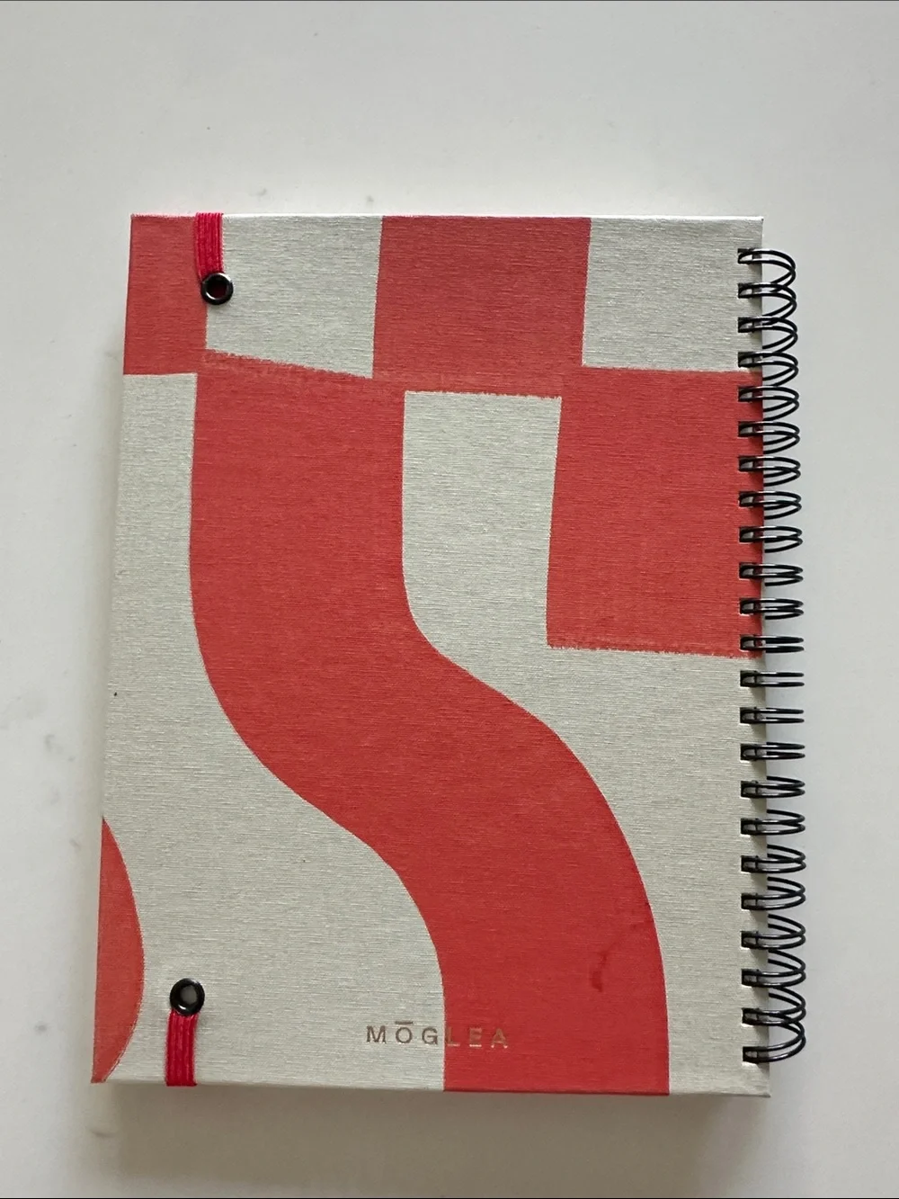 Red Hand-Painted Spiral Notebook with Elastic Closure